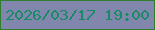 文字の大きさ：4、枠の色：2e7e2c、背景の色：8086ac、文字の色：188b65 無料ブログパーツのブログ時計