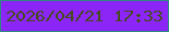文字の大きさ：5、枠の色：2e8a80、背景の色：8b26f6、文字の色：464a1e 無料ブログパーツのブログ時計
