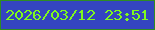 文字の大きさ：4、枠の色：2e8d22、背景の色：3445c0、文字の色：7ffa1d 無料ブログパーツのブログ時計