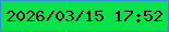 文字の大きさ：3、枠の色：2e91d2、背景の色：09e349、文字の色：490323 無料ブログパーツのブログ時計