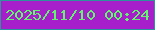 文字の大きさ：2、枠の色：2e929d、背景の色：a71fca、文字の色：60f76c 無料ブログパーツのブログ時計
