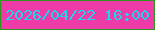文字の大きさ：3、枠の色：2e961f、背景の色：ef3ba7、文字の色：1ad7ee 無料ブログパーツのブログ時計