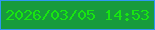 文字の大きさ：4、枠の色：2e97f3、背景の色：179b3c、文字の色：18e512 無料ブログパーツのブログ時計