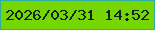 文字の大きさ：4、枠の色：2eada3、背景の色：76d601、文字の色：0e2619 無料ブログパーツのブログ時計