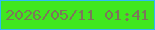文字の大きさ：4、枠の色：2ebaf5、背景の色：40e71f、文字の色：7d765a 無料ブログパーツのブログ時計