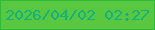 文字の大きさ：4、枠の色：2ebb37、背景の色：5ac740、文字の色：13b17d 無料ブログパーツのブログ時計