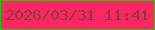文字の大きさ：3、枠の色：2ebf12、背景の色：fe2763、文字の色：893c37 無料ブログパーツのブログ時計