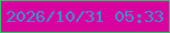 文字の大きさ：5、枠の色：2ec565、背景の色：d8029e、文字の色：3790d0 無料ブログパーツのブログ時計
