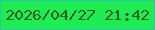 文字の大きさ：4、枠の色：2ec5a4、背景の色：1dec53、文字の色：2a6026 無料ブログパーツのブログ時計