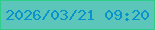 文字の大きさ：3、枠の色：2ece89、背景の色：5dc6bb、文字の色：0992cc 無料ブログパーツのブログ時計