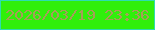文字の大きさ：2、枠の色：2edcb0、背景の色：30ef0b、文字の色：a69d59 無料ブログパーツのブログ時計