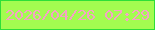 文字の大きさ：5、枠の色：2edf38、背景の色：a3fc50、文字の色：f5a3c4 無料ブログパーツのブログ時計