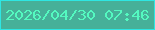 文字の大きさ：4、枠の色：2ee6e3、背景の色：46b099、文字の色：54f9c0 無料ブログパーツのブログ時計