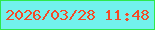 文字の大きさ：5、枠の色：2ee84c、背景の色：72f1ec、文字の色：f44a27 無料ブログパーツのブログ時計