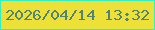文字の大きさ：5、枠の色：2ef0c9、背景の色：ede037、文字の色：518479 無料ブログパーツのブログ時計