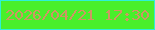文字の大きさ：3、枠の色：2ef0d7、背景の色：49ef2b、文字の色：cf9664 無料ブログパーツのブログ時計