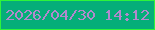 文字の大きさ：2、枠の色：2ef43b、背景の色：05ae79、文字の色：b289cd 無料ブログパーツのブログ時計