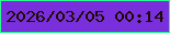 文字の大きさ：1、枠の色：2ef793、背景の色：7930dc、文字の色：1d0900 無料ブログパーツのブログ時計