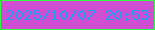 文字の大きさ：5、枠の色：2eff3f、背景の色：cf4ed1、文字の色：239df3 無料ブログパーツのブログ時計