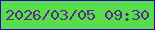 文字の大きさ：3、枠の色：2f00bb、背景の色：58de4c、文字の色：582d83 無料ブログパーツのブログ時計