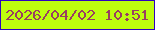 文字の大きさ：2、枠の色：2f03bf、背景の色：befe0d、文字の色：993e61 無料ブログパーツのブログ時計