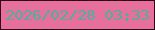 文字の大きさ：5、枠の色：2f051a、背景の色：e66f9c、文字の色：4ab29c 無料ブログパーツのブログ時計