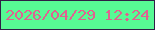 文字の大きさ：4、枠の色：2f1f45、背景の色：57fa94、文字の色：df6191 無料ブログパーツのブログ時計