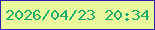 文字の大きさ：1、枠の色：2f1fab、背景の色：ebf89e、文字の色：20ae6c 無料ブログパーツのブログ時計