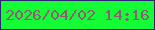 文字の大きさ：3、枠の色：2f2274、背景の色：14fc36、文字の色：8e5c74 無料ブログパーツのブログ時計