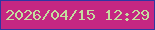 文字の大きさ：5、枠の色：2f36a2、背景の色：c52782、文字の色：c4dd9f 無料ブログパーツのブログ時計