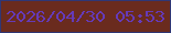 文字の大きさ：2、枠の色：2f3775、背景の色：6a2b1e、文字の色：653ab8 無料ブログパーツのブログ時計