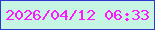 文字の大きさ：4、枠の色：2f38ce、背景の色：c6f6e3、文字の色：fc19fe 無料ブログパーツのブログ時計