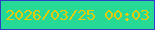 文字の大きさ：1、枠の色：2f3cc9、背景の色：26d994、文字の色：e3cb09 無料ブログパーツのブログ時計