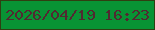 文字の大きさ：3、枠の色：2f3f11、背景の色：089334、文字の色：522931 無料ブログパーツのブログ時計