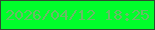 文字の大きさ：1、枠の色：2f4b30、背景の色：00fe2b、文字の色：6aba67 無料ブログパーツのブログ時計