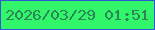 文字の大きさ：2、枠の色：2f59d3、背景の色：31f669、文字の色：2e835a 無料ブログパーツのブログ時計