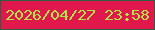 文字の大きさ：1、枠の色：2f5d44、背景の色：e1184b、文字の色：aee547 無料ブログパーツのブログ時計