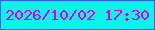 文字の大きさ：4、枠の色：2f5ff2、背景の色：0bf2ea、文字の色：d701d5 無料ブログパーツのブログ時計