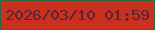 文字の大きさ：4、枠の色：2f683e、背景の色：ca301e、文字の色：55243b 無料ブログパーツのブログ時計