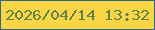 文字の大きさ：4、枠の色：2f688c、背景の色：fad645、文字の色：60834e 無料ブログパーツのブログ時計