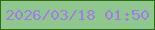 文字の大きさ：4、枠の色：2f6b11、背景の色：90c78f、文字の色：9f7fe7 無料ブログパーツのブログ時計