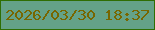 文字の大きさ：1、枠の色：2f6e03、背景の色：64a288、文字の色：776600 無料ブログパーツのブログ時計