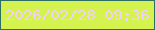 文字の大きさ：1、枠の色：2f6e64、背景の色：d5f34e、文字の色：f1d1f9 無料ブログパーツのブログ時計