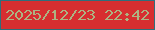 文字の大きさ：5、枠の色：2f6e7b、背景の色：d72e30、文字の色：adb382 無料ブログパーツのブログ時計