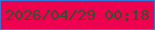 文字の大きさ：2、枠の色：2f79dc、背景の色：ee024f、文字の色：364e2b 無料ブログパーツのブログ時計
