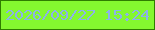 文字の大きさ：3、枠の色：2f7d00、背景の色：84f82f、文字の色：8cb2e9 無料ブログパーツのブログ時計