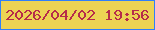 文字の大きさ：2、枠の色：2f7ffa、背景の色：ecd354、文字の色：b62c4a 無料ブログパーツのブログ時計