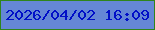 文字の大きさ：1、枠の色：2f851b、背景の色：6587d6、文字の色：010fc7 無料ブログパーツのブログ時計