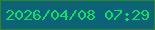 文字の大きさ：4、枠の色：2f8529、背景の色：0c6378、文字の色：0ae064 無料ブログパーツのブログ時計
