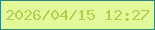 文字の大きさ：2、枠の色：2f857d、背景の色：e2f99a、文字の色：b5cd4e 無料ブログパーツのブログ時計